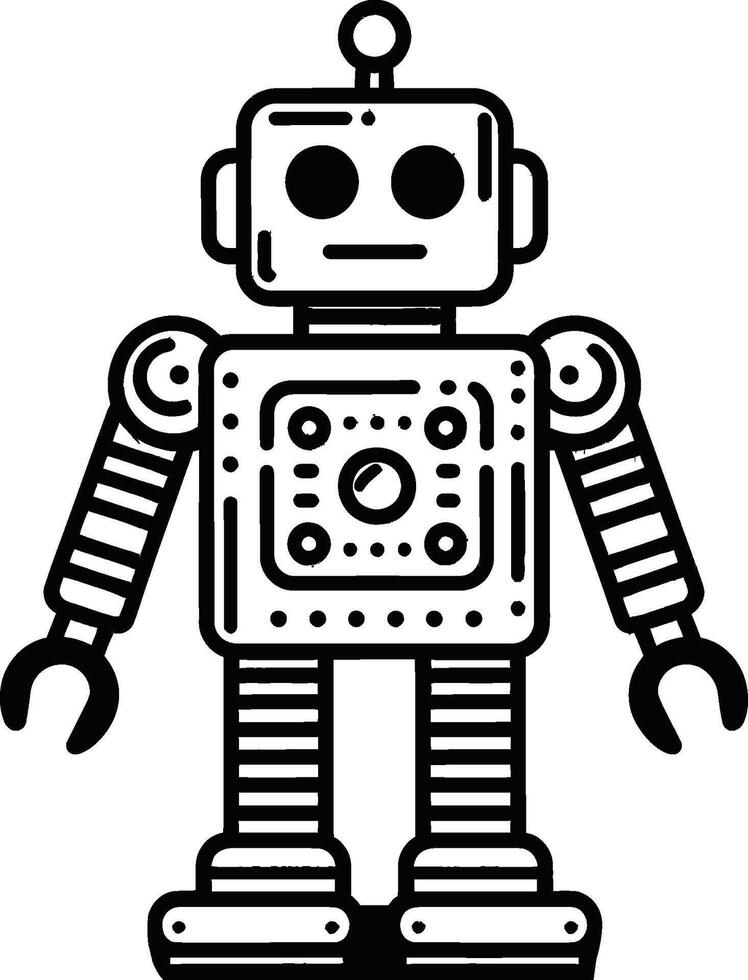 A robot is standing in a line on a white background vector