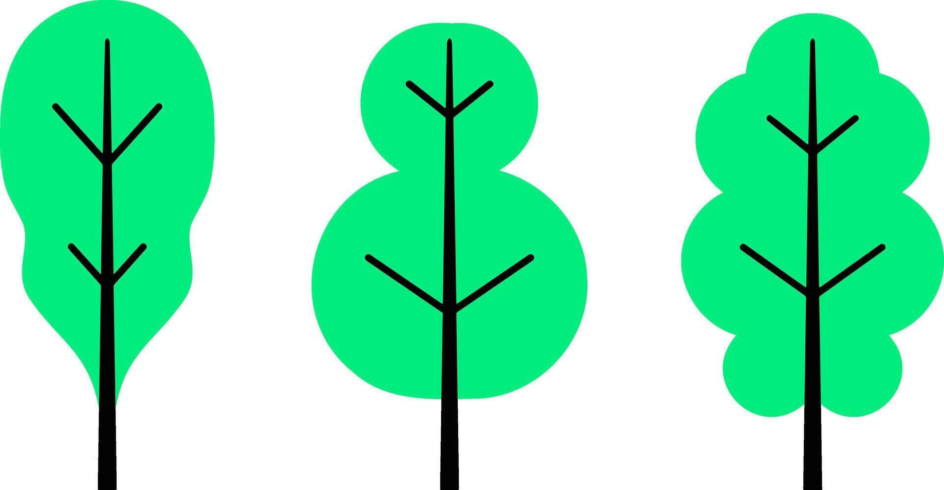 Doodle tree icon collection Cartoon clipart vector