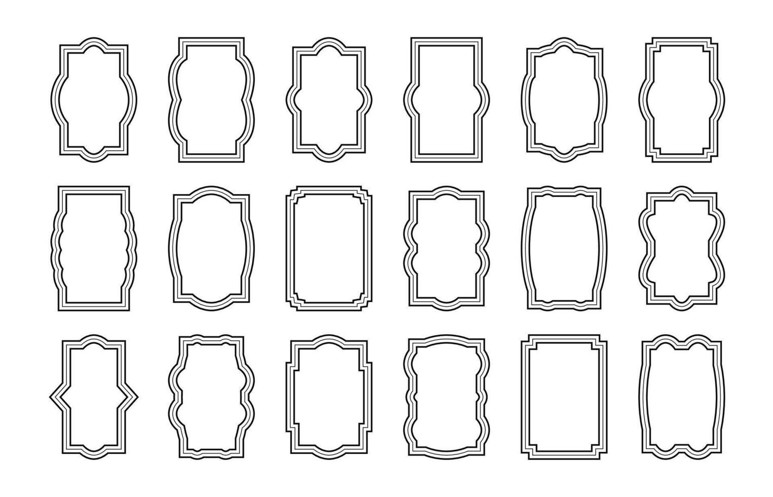 Simple outline vertical frames with editable stroke. Blank templates to decorate text. Greeting or wedding border. vector