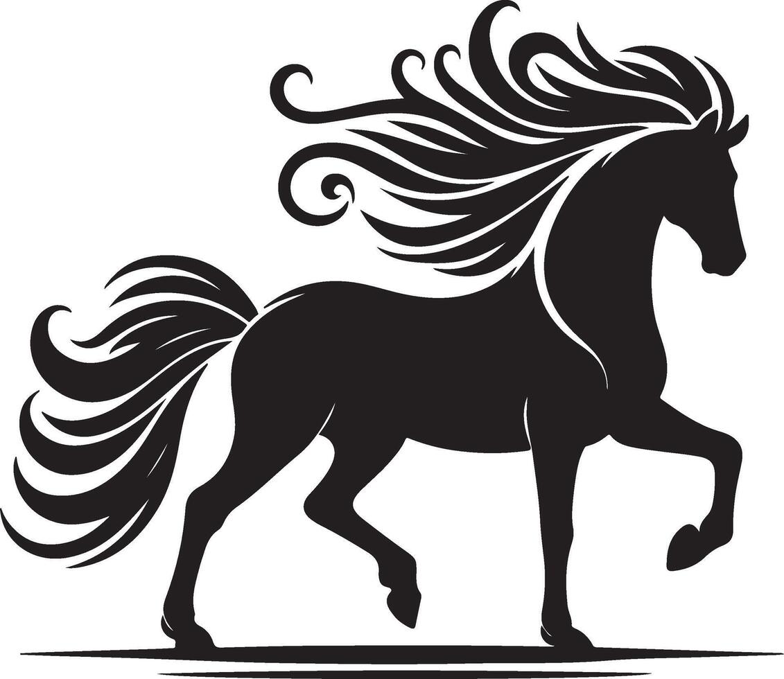 Running horse black silhouette illustration on white background eps 10 vector