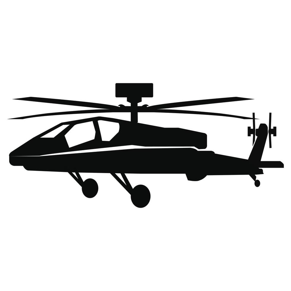 Silhouette of a Military Attack Helicopter. vector