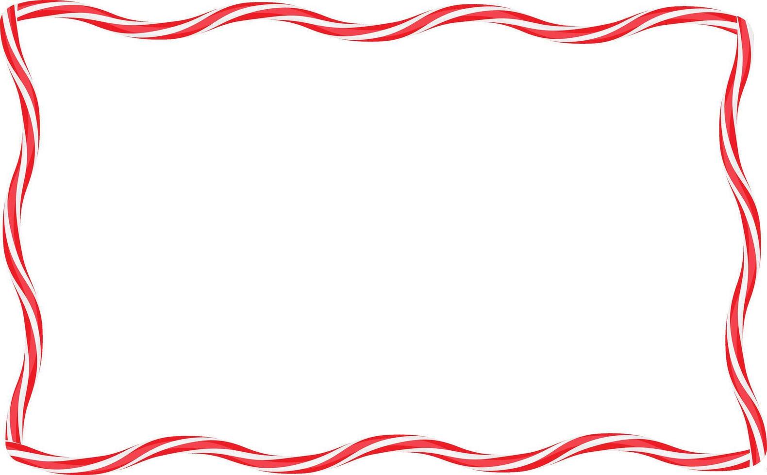 Christmas twisted lollipops. Rectangular wavy frame with red and white stripe. Christmas and New Year template for cards, banner, flyer . Festive Xmas frame. illustration vector