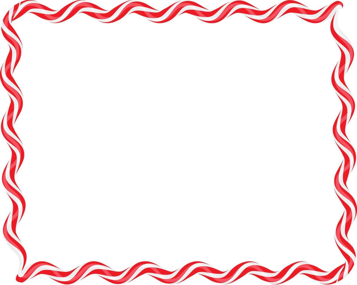 Christmas twisted lollipops. Rectangular wavy frame with red and white stripe. Christmas and New Year template for cards, banner,flyer . Festive Christmas frame. illustration vector