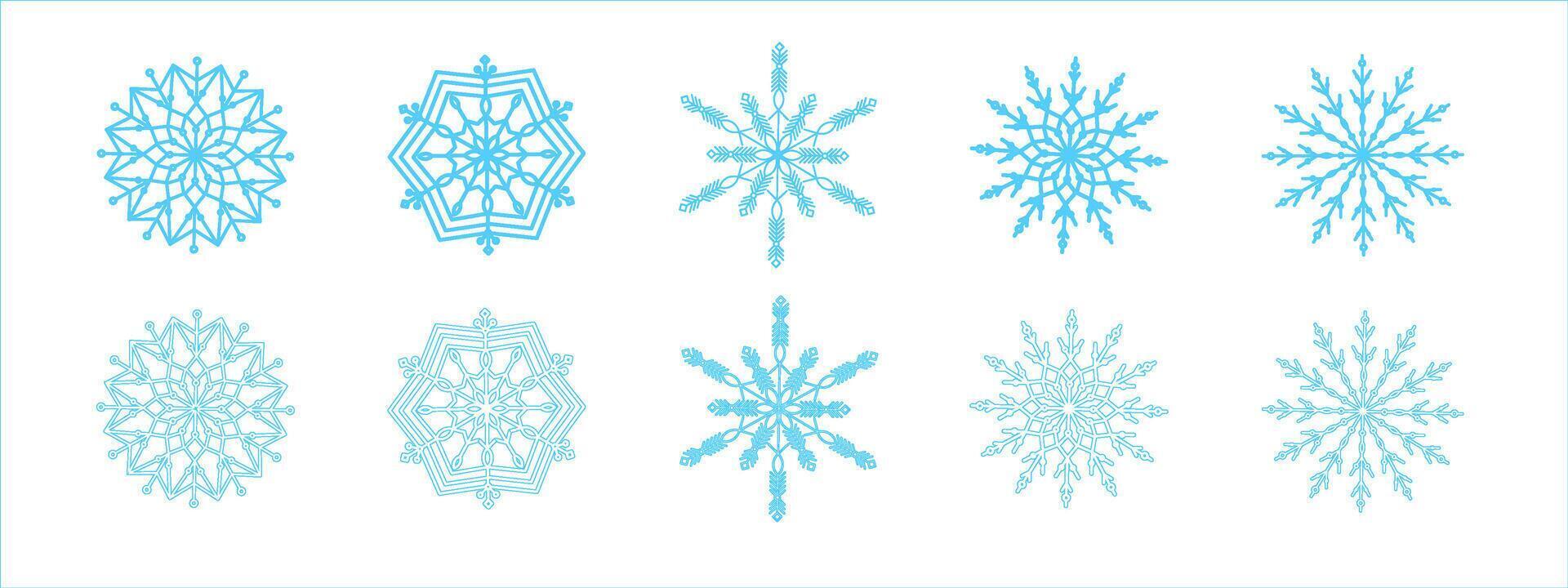 Christmas snowflake icons. Xmas snowflake design. Winter snow set vector