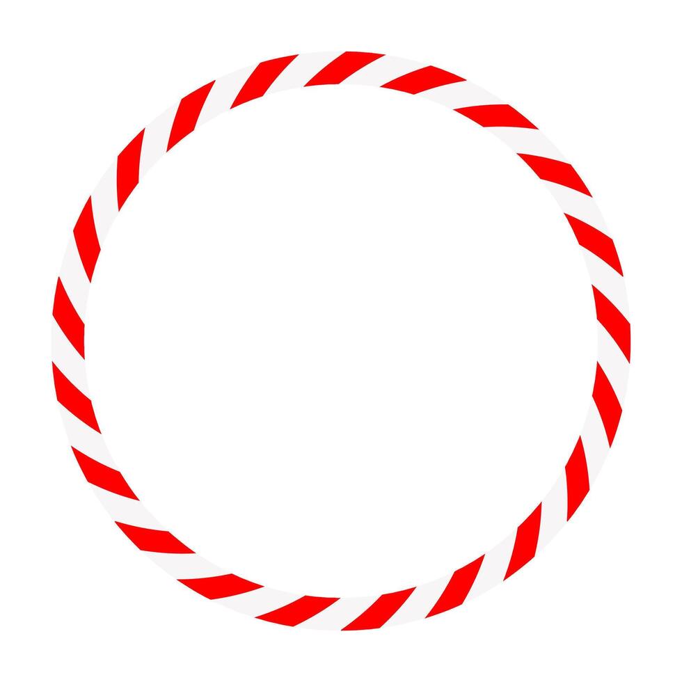 Candy cane round frame. Christmas ribbon with red and white stripes. Greeting card with New Year or Christmas decorating border vector