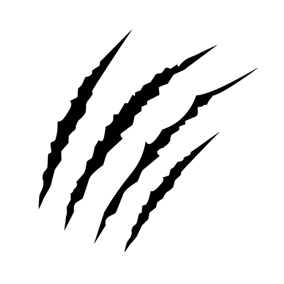 Black claws scratche animal. Four scratches shape. Wild animal claw marks. Funny design element vector
