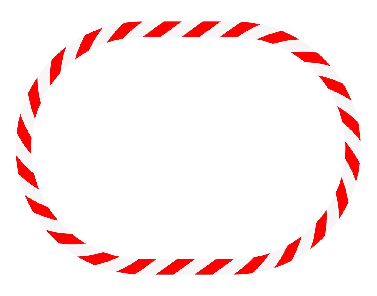 Candy cane oval frame. Christmas ribbon with red and white stripes. Greeting card with New Year or Christmas decorating border vector