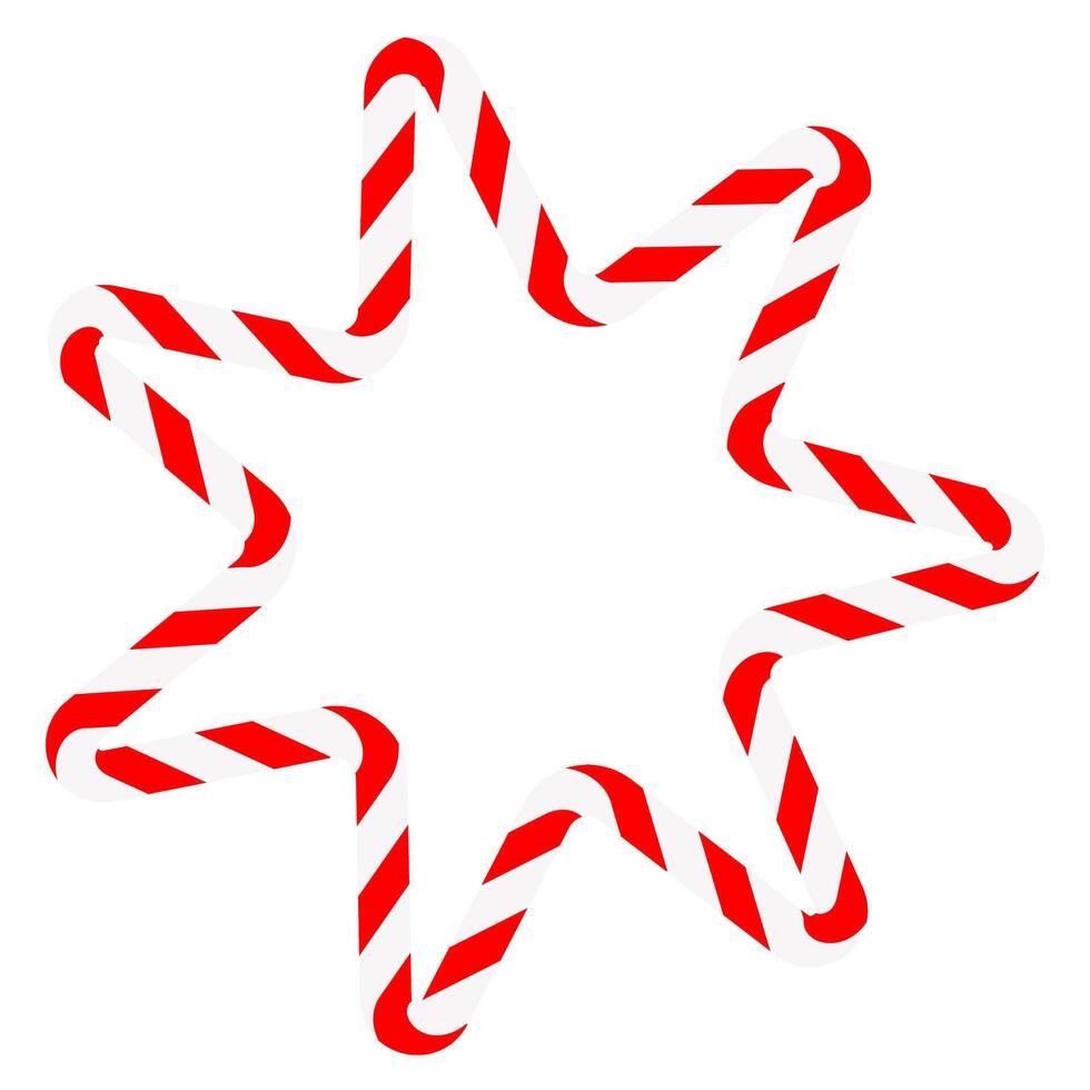 Candy cane star frame. Christmas ribbon with red and white stripes. Greeting card with New Year or Christmas border vector