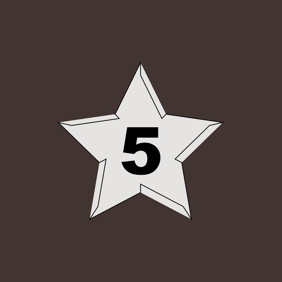 Five Star Rating Symbol on Brown Background vector