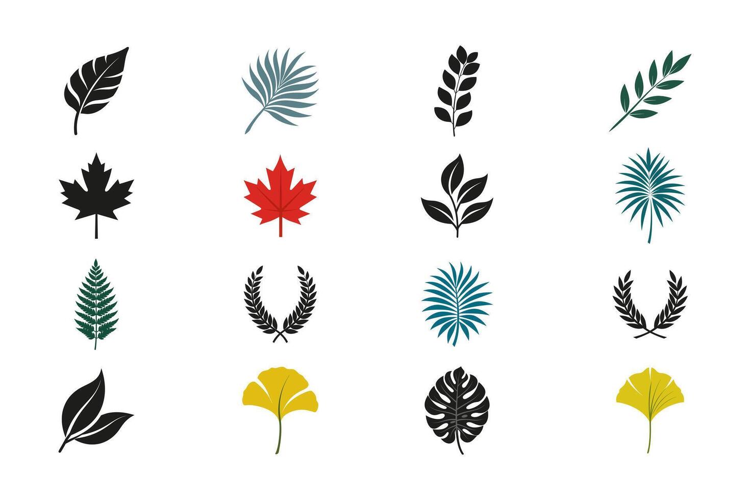 Collection of Various Leaf Illustrations vector
