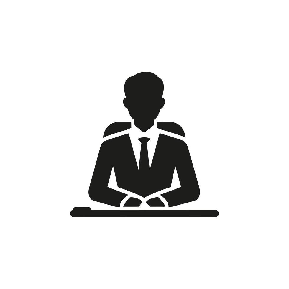 A man in a suit is sitting at a desk vector