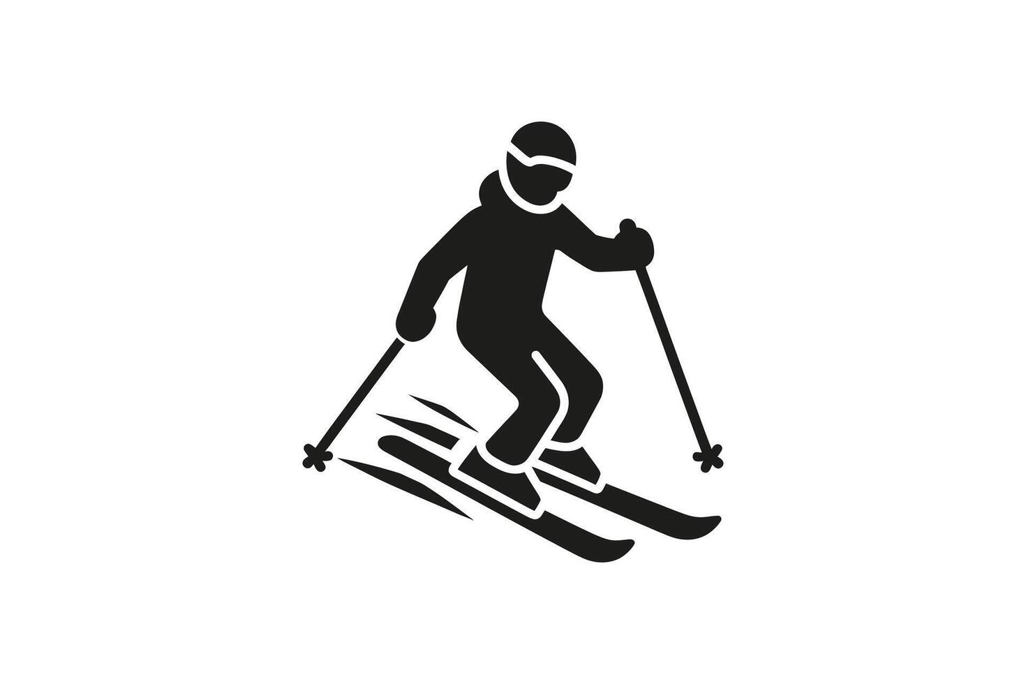 Stylized Skier in Black and White vector