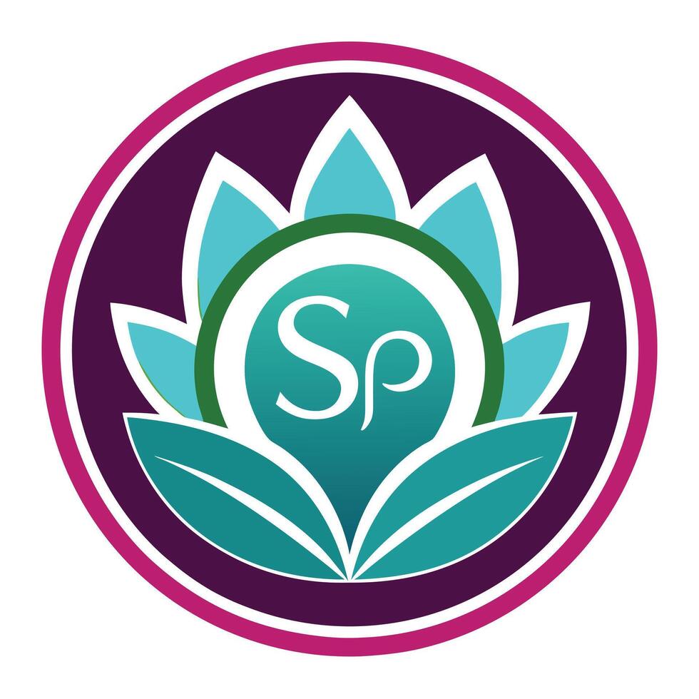 Abstract Flower Logo Design with SP Initials. vector