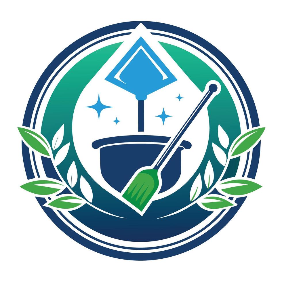 Cleanliness Services Logo Design With Leaf Details. vector