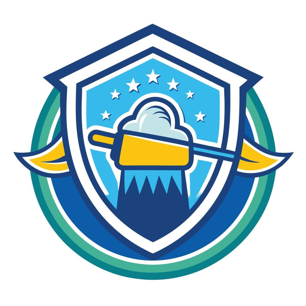 Cleanliness Service Shield Logo Design Concept. vector