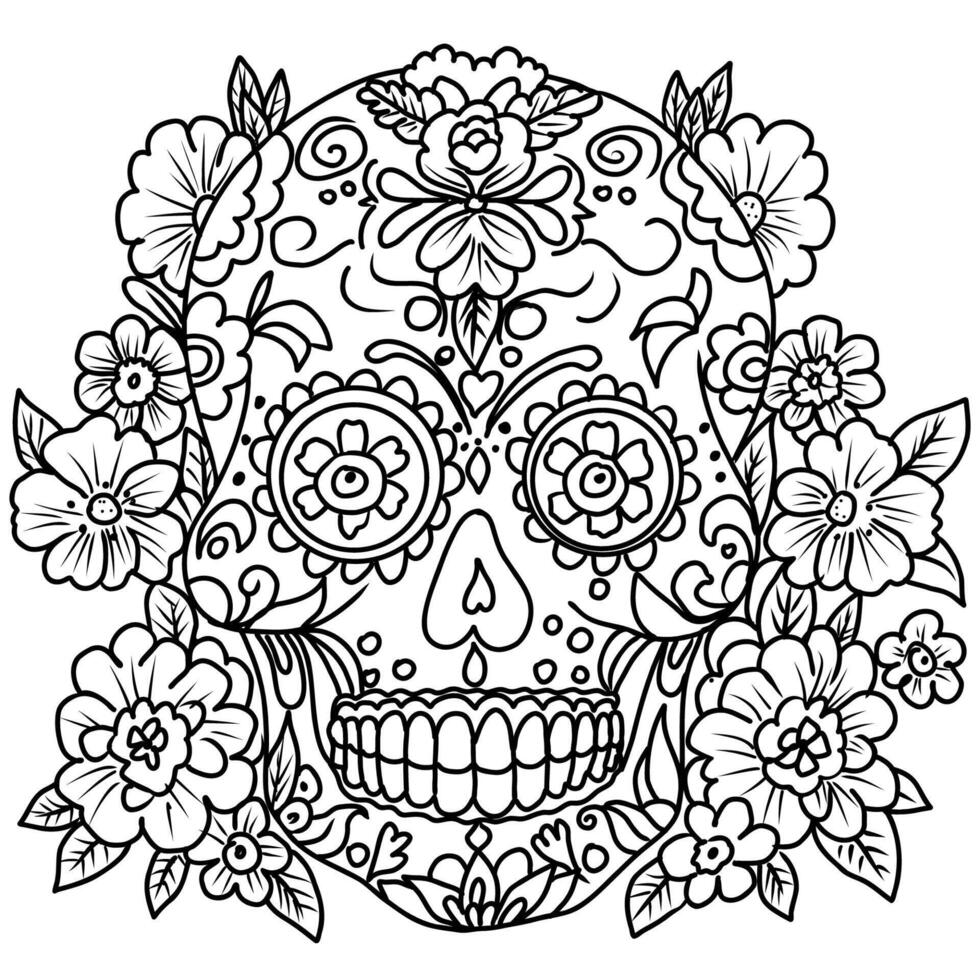 Sketch sugar skull Hand drawn illustration for Day of the Dead. vector