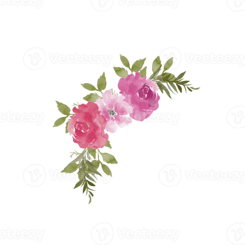 Watercolor floral corner, hand painted png