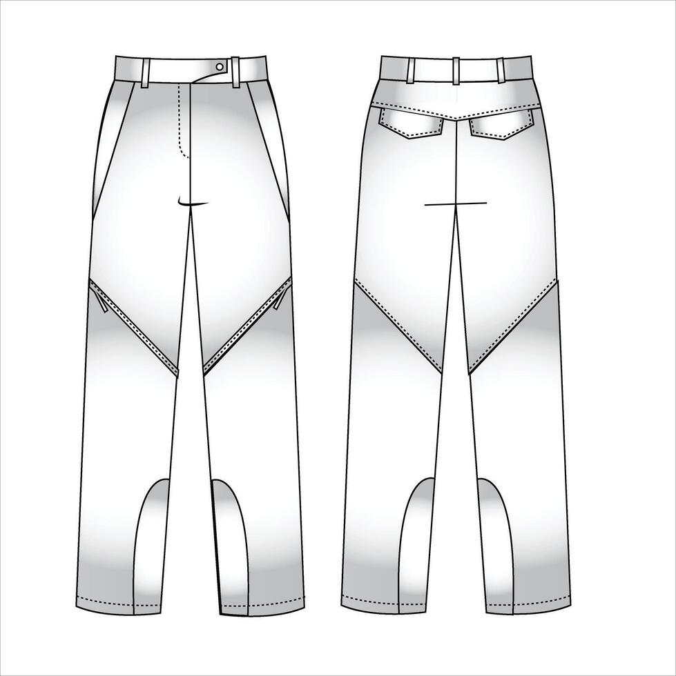stylist skiing pants flat sketch Flat sketch Cut Sew Zipper Trouser Joggers slim fit casual vector