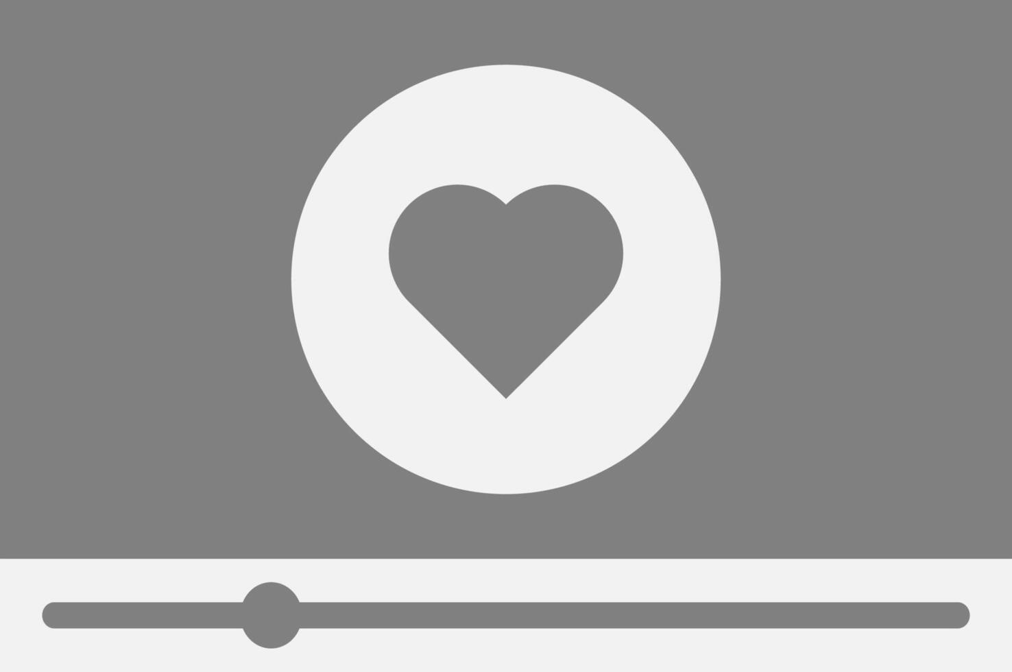 Minimalist heart icon on a player screen. vector