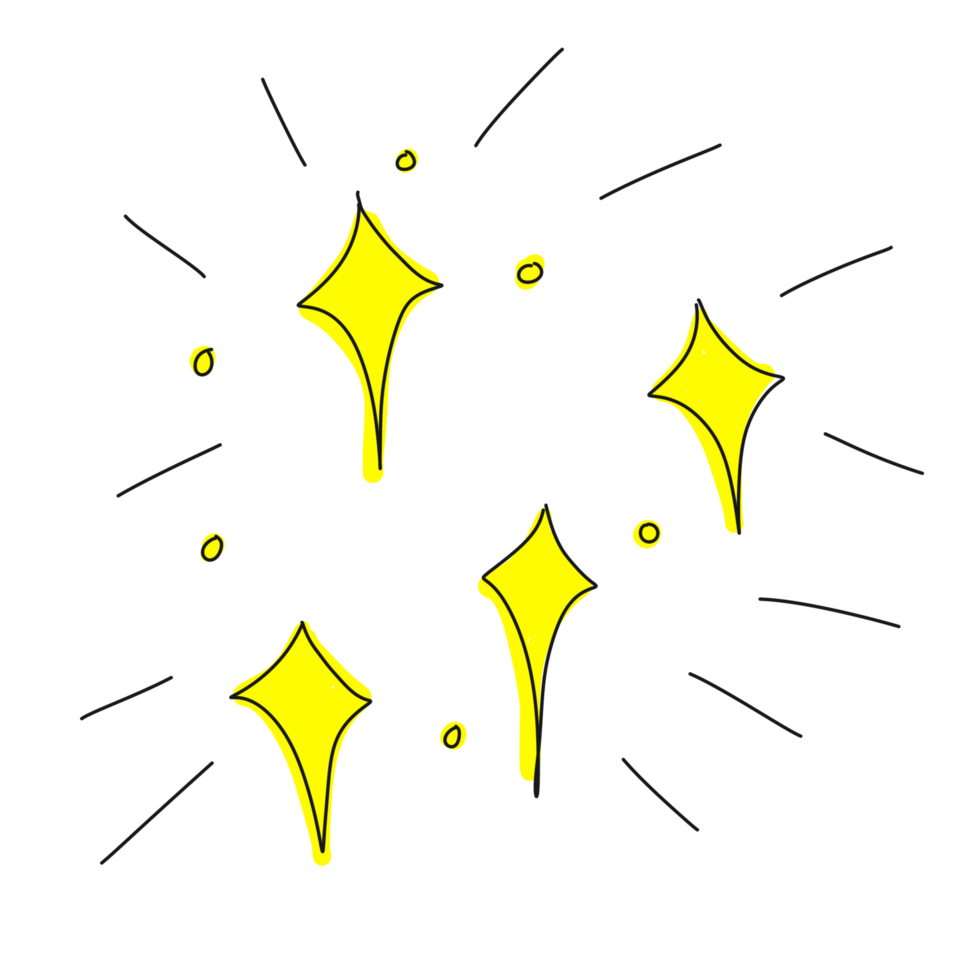 Bright Yellow Sparkle With Outline Elements png