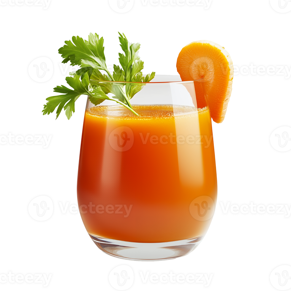 Carrot juice in a glass with parsley png