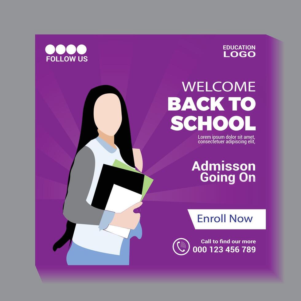 Back to school promotion for social media banner template vector