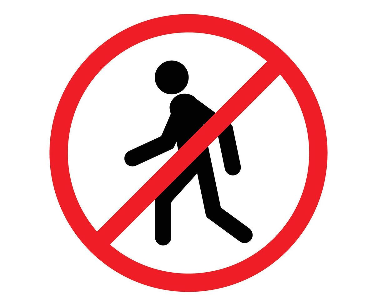 silhouette human icon do not enter sign in red circle or restricted area sign vector