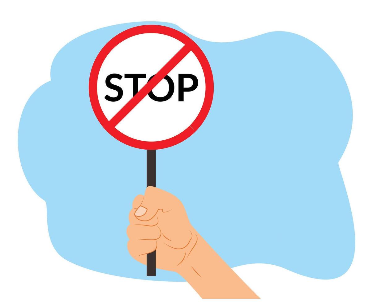 hand holding no stopping sign or stop prohibition sign vector
