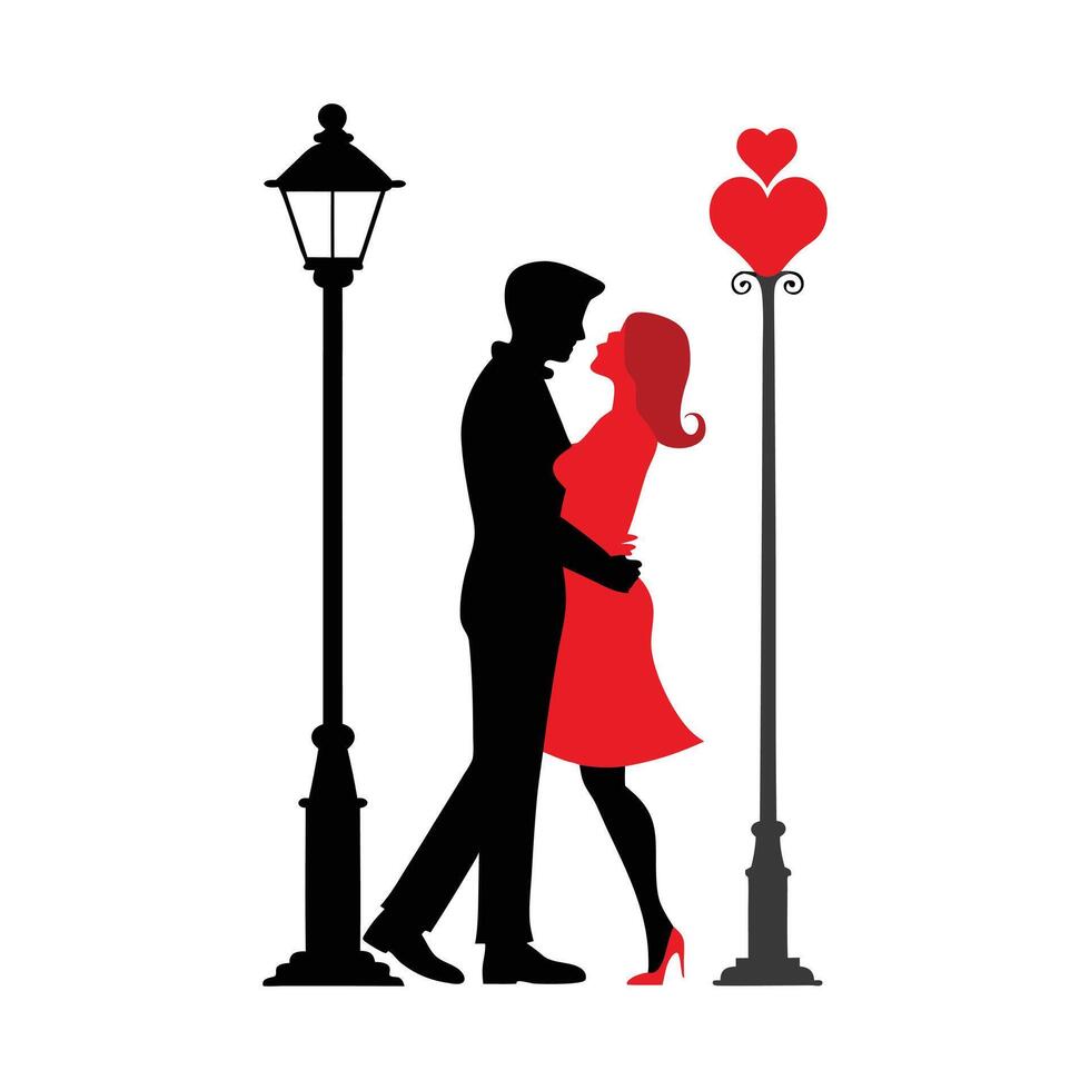 Valentine Day Romantic Couple Silhouette vector