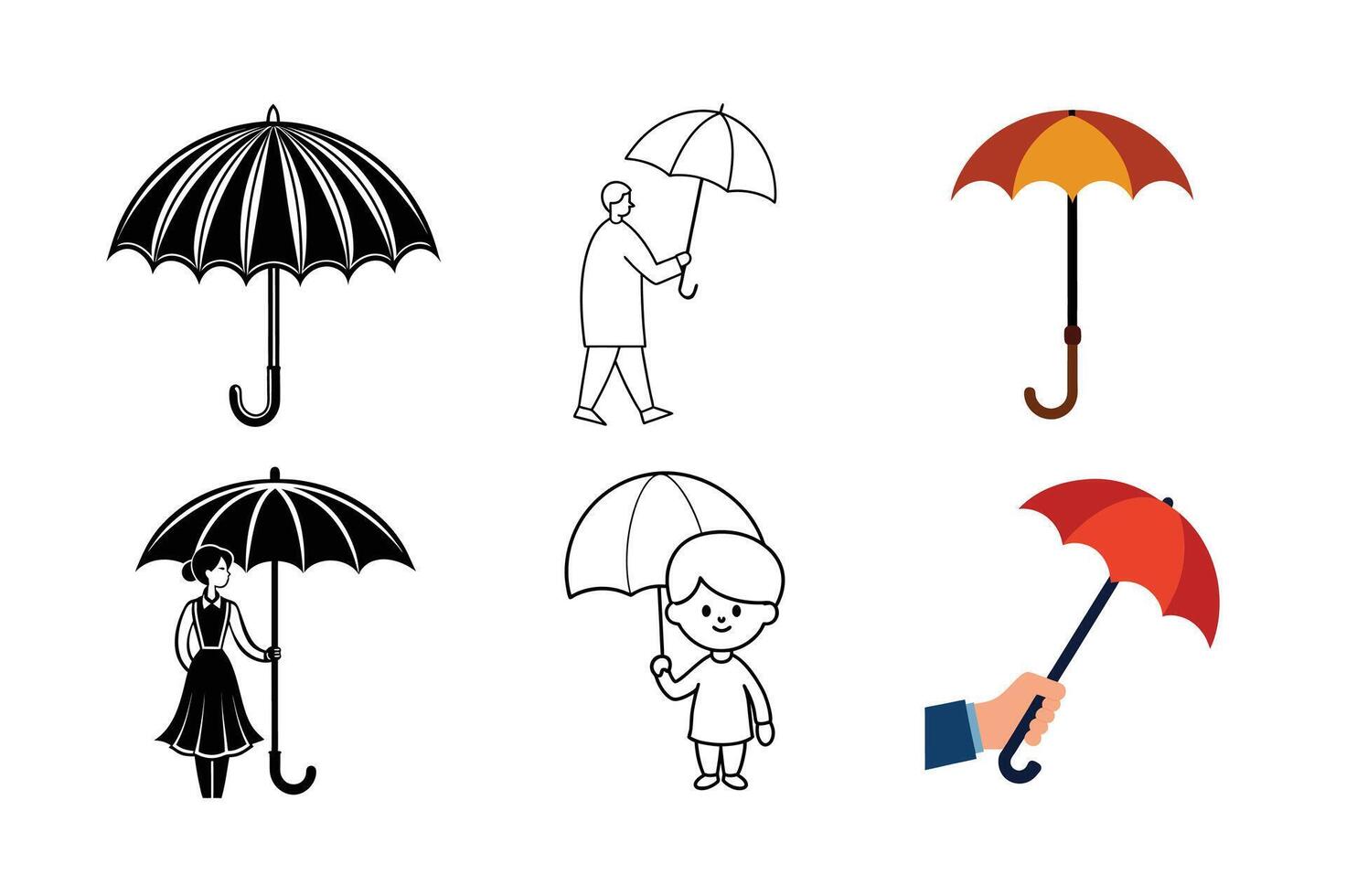 Umbrella Handle Set vector