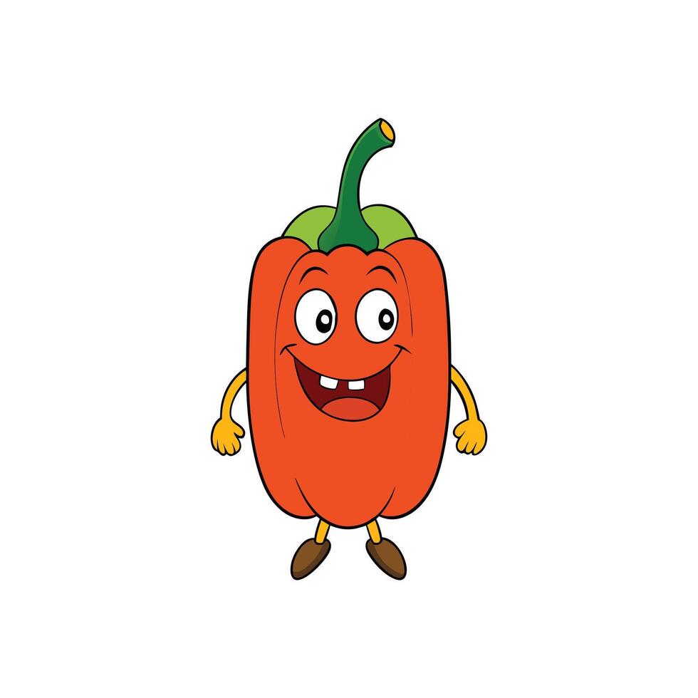 Funny Cartoon Bell Pepper Character on White Background vector