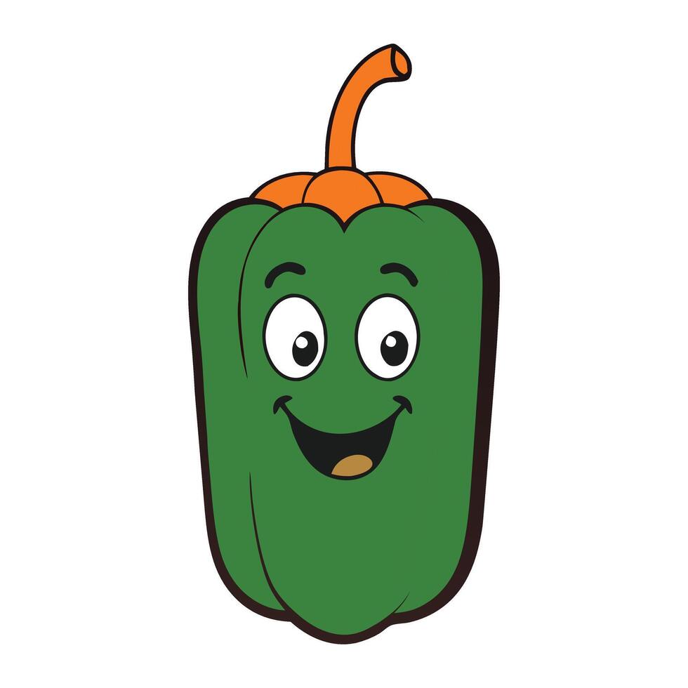 Whimsical Bell Pepper Illustration with a Humorous Twist on White Background vector