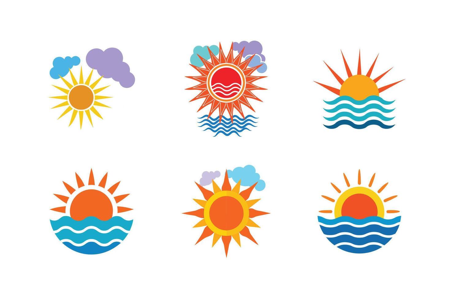 Sun and Sea Bundle Stunning Silhouette Collection for Coastal Designs vector