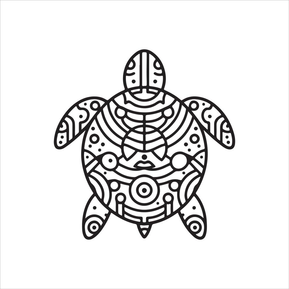 Minimalist Abstract Turtle Coloring Page with Artistic vector