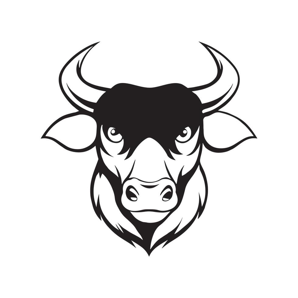 Bull Head Silhouette On White Background vector