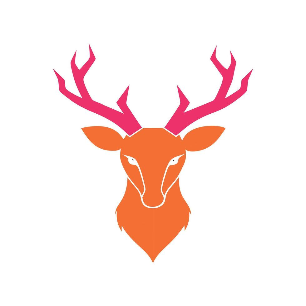 Bright Colorful Deer Head Silhouette in Minimalist Design vector