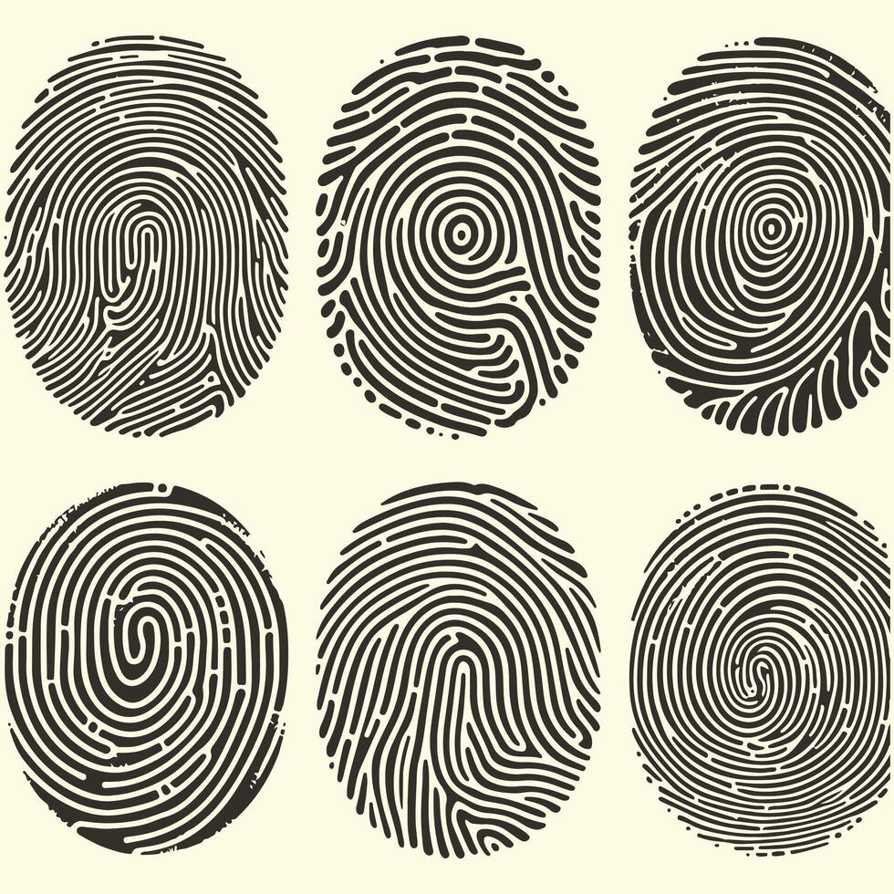 Fingerprint set illustration vector