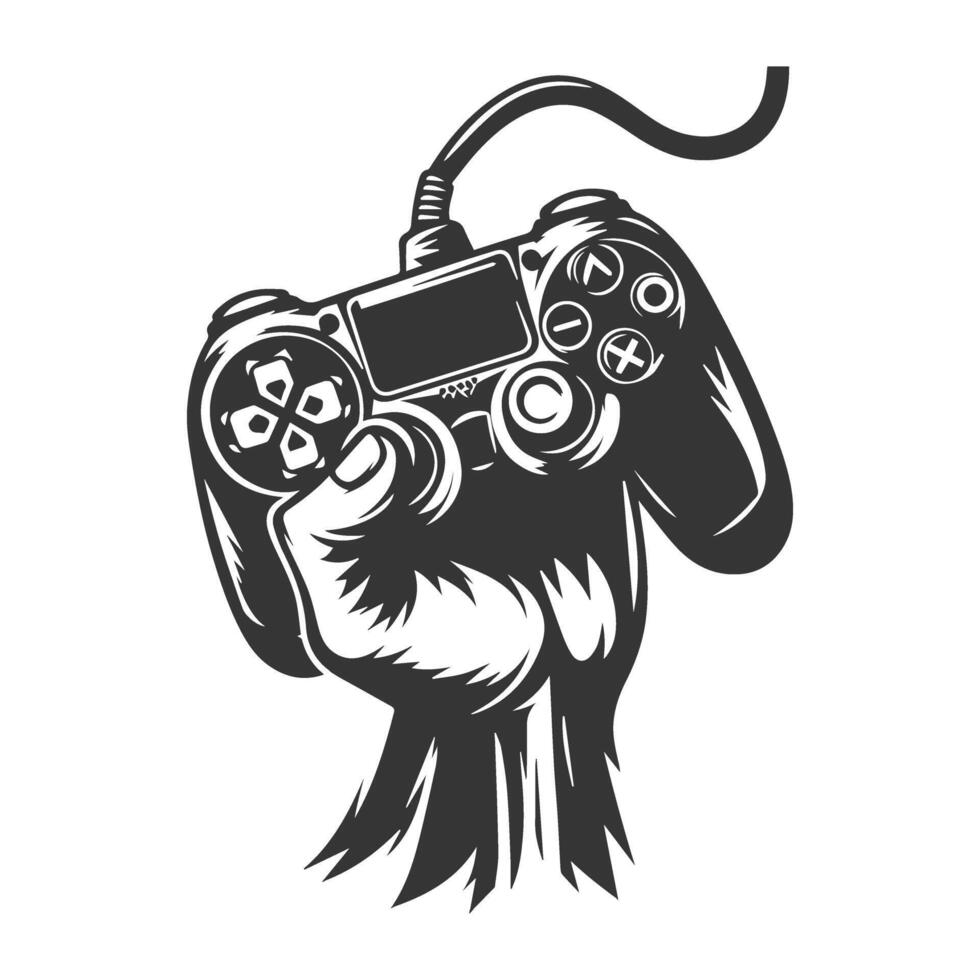 A hand holding a game controller vector