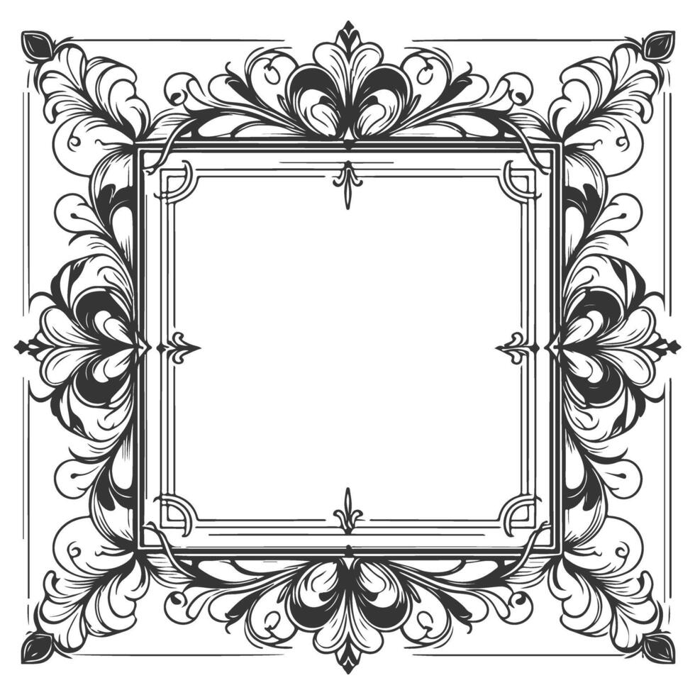A black and white square frame with ornamental design vector