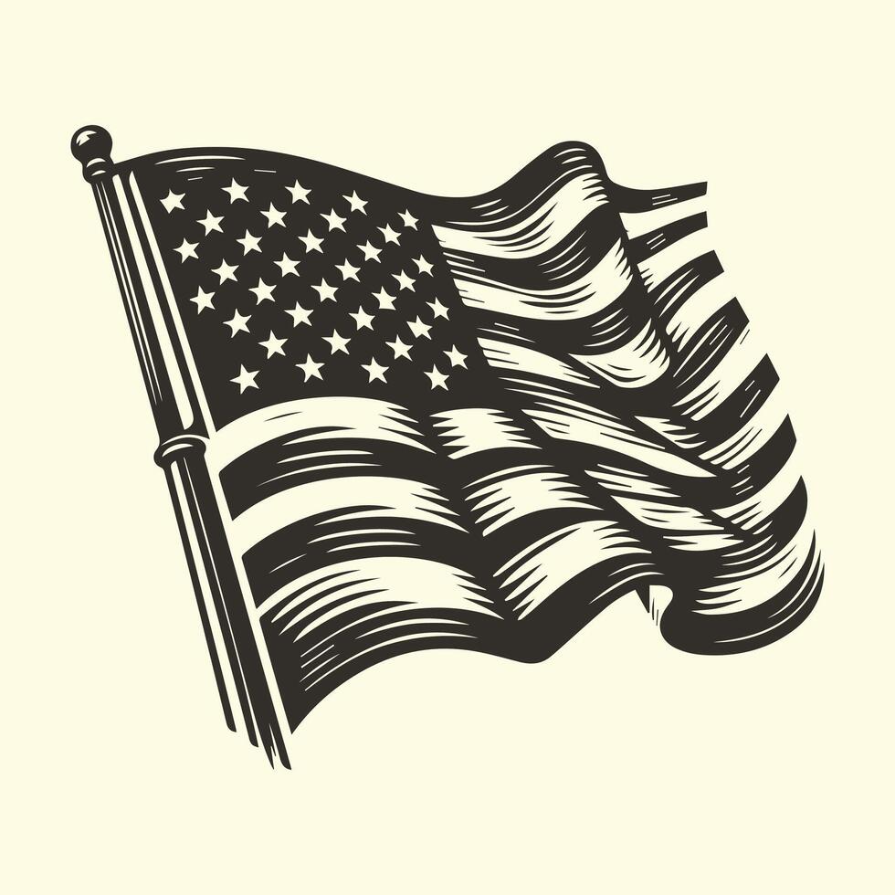An american flag waving in the wind vector