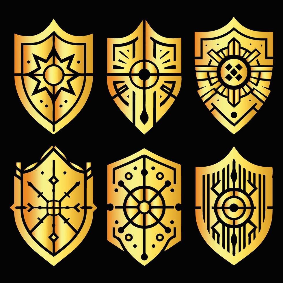Elegant Golden Shields Collection vector
