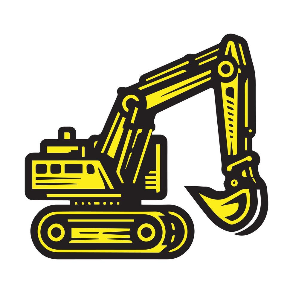 A yellow excavator. vector