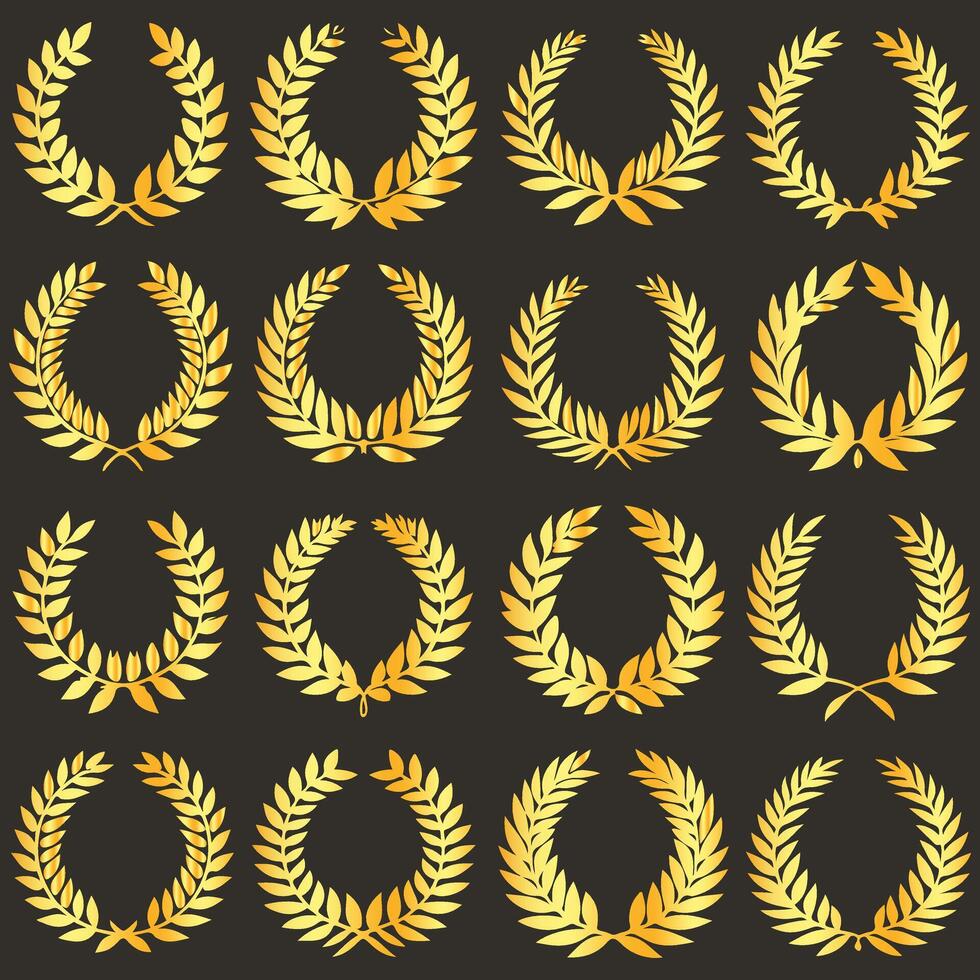 Classic Laurel Wreaths in Gold vector