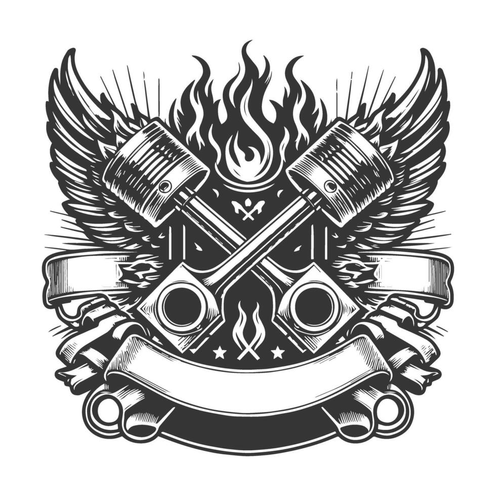 Two wings and a banner with a banner and a ribbon vector