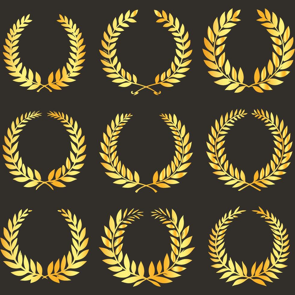 Golden Wreaths of Laurel Design vector