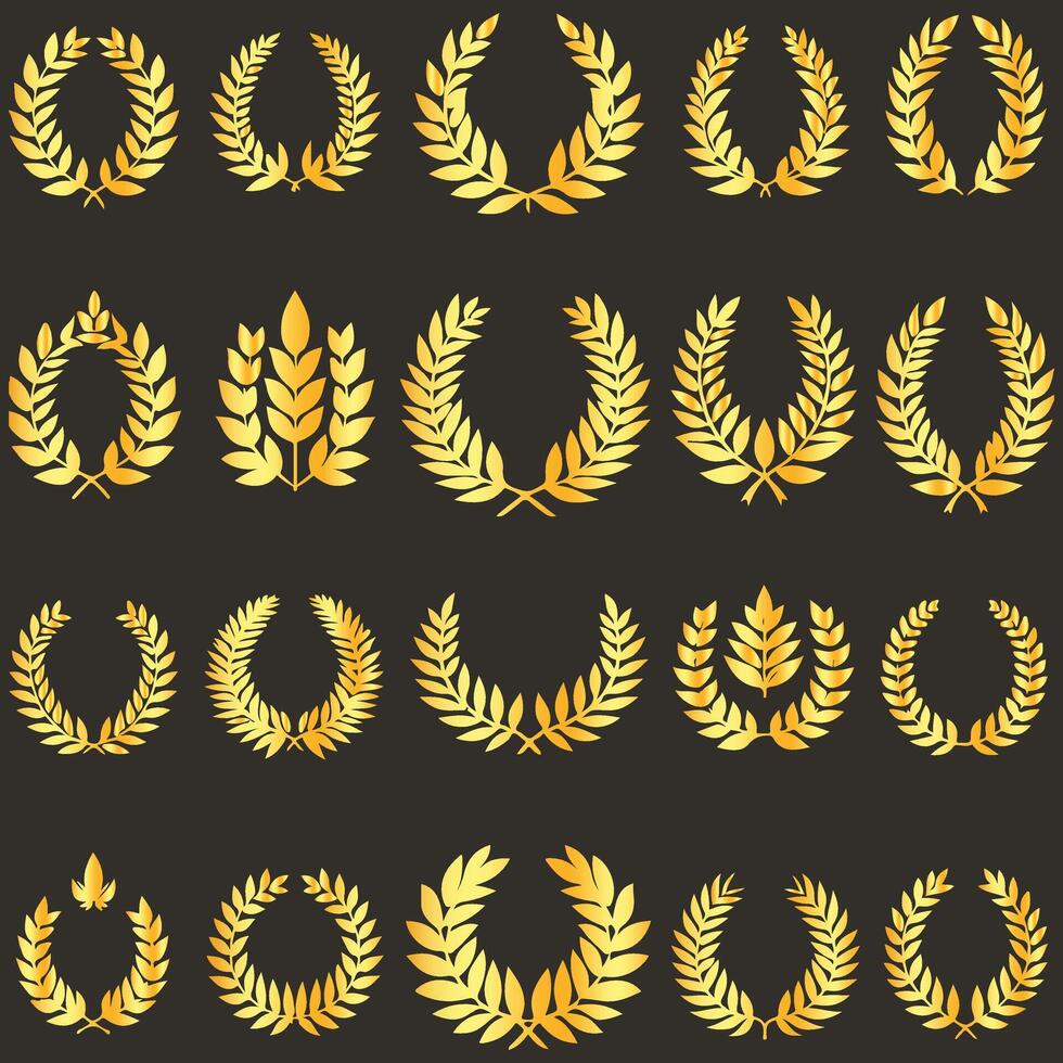 Laurel Wreaths in Elegant Golden Tones vector