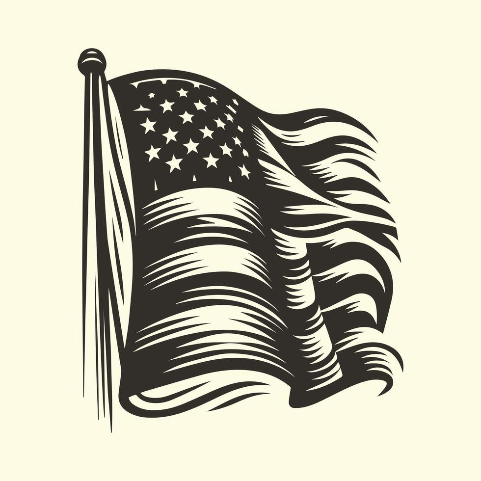 An american flag with a stylized design vector