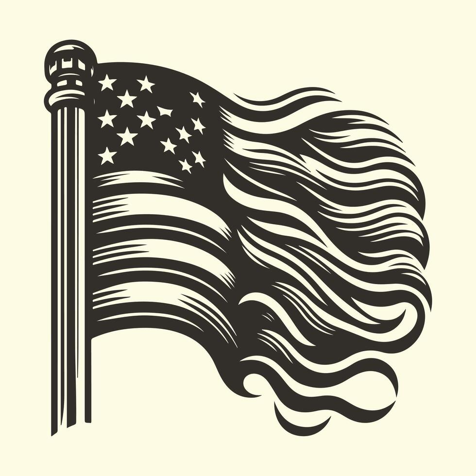 An american flag with a wavy pattern vector