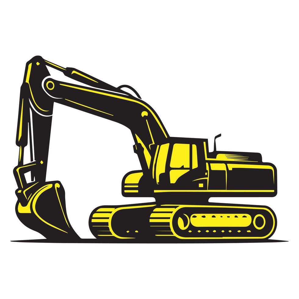 A yellow excavator on a white background vector