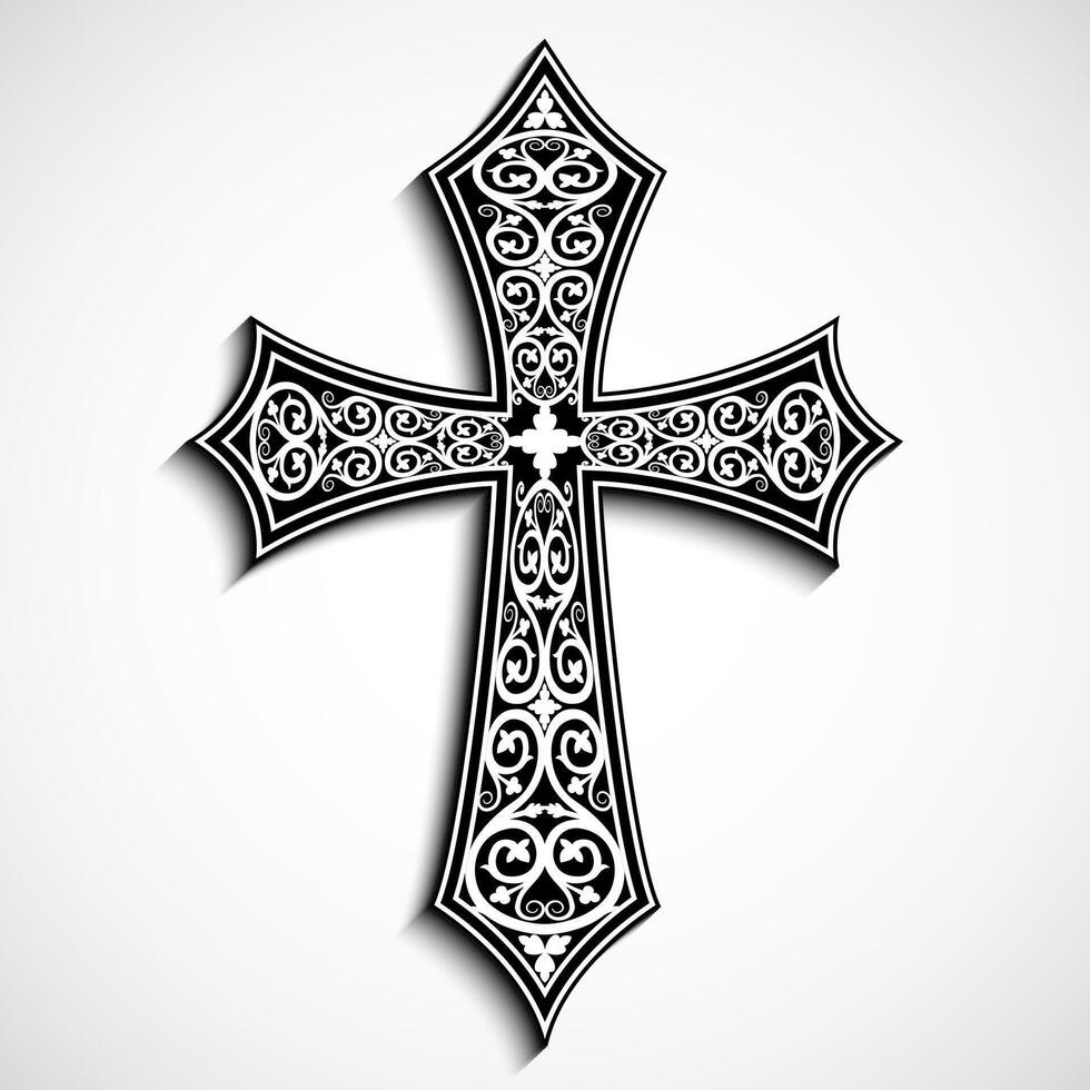 3d ornamental cross with shadow illustration vector